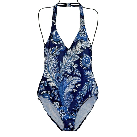 Lauren Ralph Lauren Other - Lauren Ralph Lauren One Piece Swimsuit Size 10 Blue Floral Studs Padded Slimming